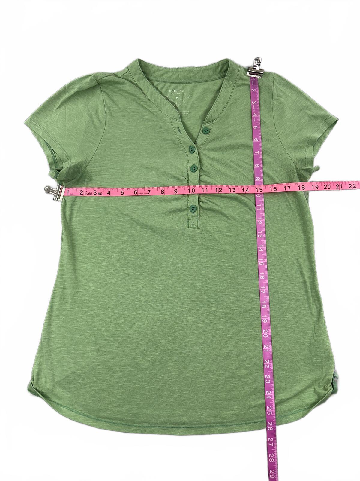 Sonoma Life Style Green Short Sleeve Henley Tee Y2K Fairycore Casual