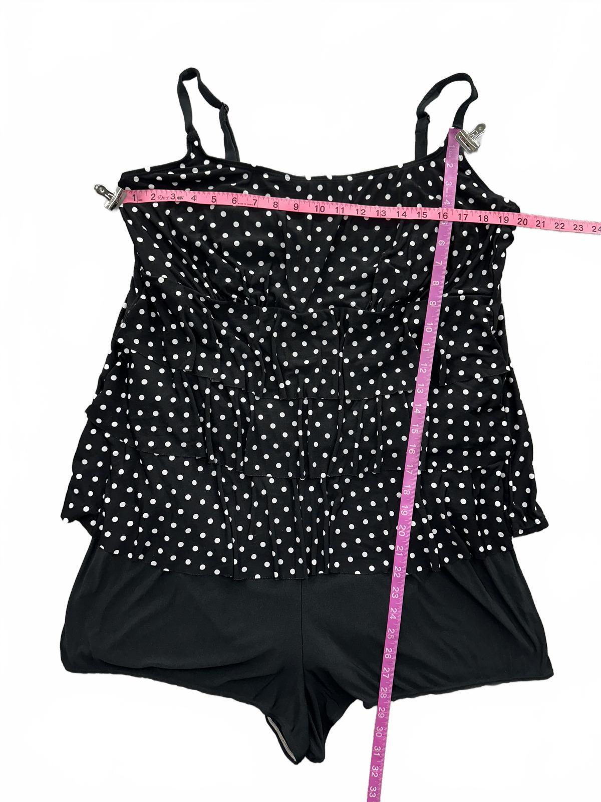 Great Lengths Swim Vintage Inspired Black White Polka Dot One Piece Swimsuit