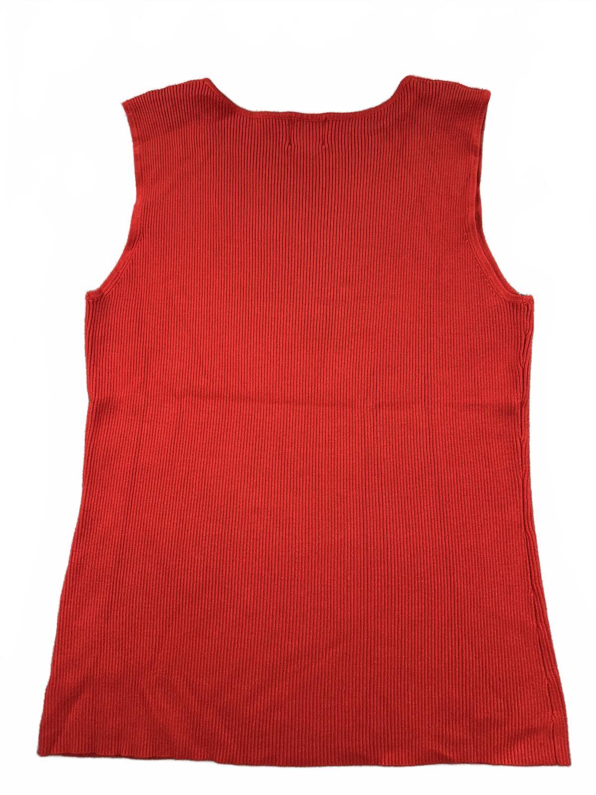 Ruby Rd Woman Sleeveless Ribbed Knit Tank Top with Beaded Jeweled Neckline
