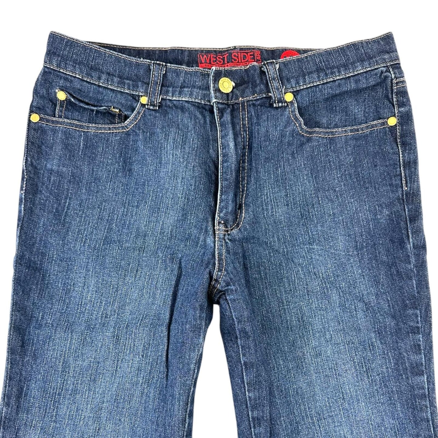 New York & Company Dark Wash Flare Jeans Mid Rise with Signature