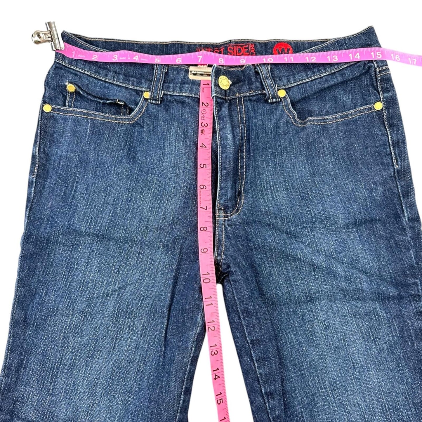 New York & Company Dark Wash Flare Jeans Mid Rise with Signature