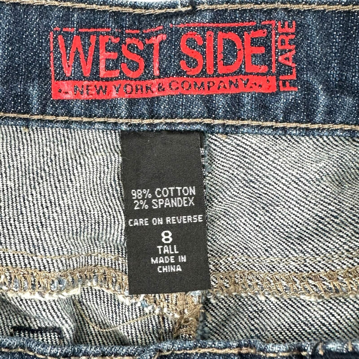 New York & Company Dark Wash Flare Jeans Mid Rise with Signature