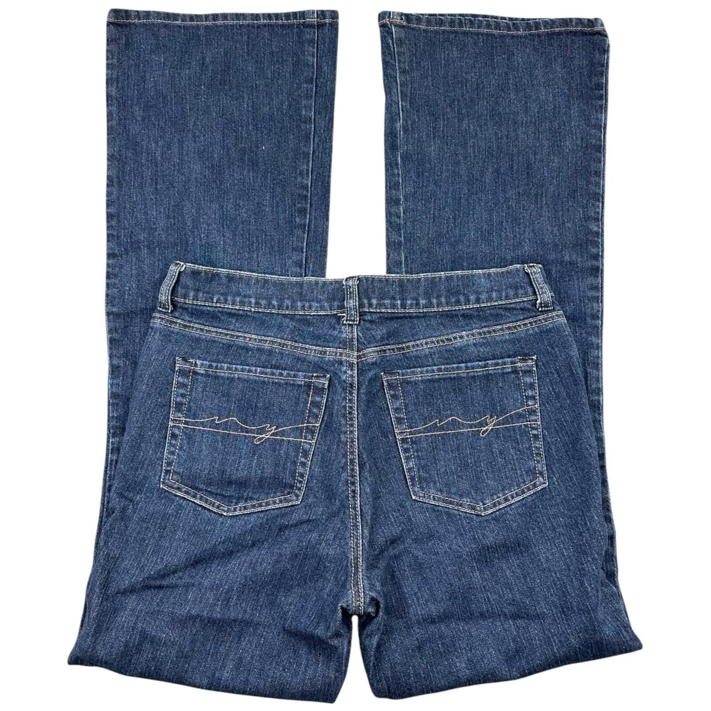 New York & Company Dark Wash Flare Jeans Mid Rise with Signature