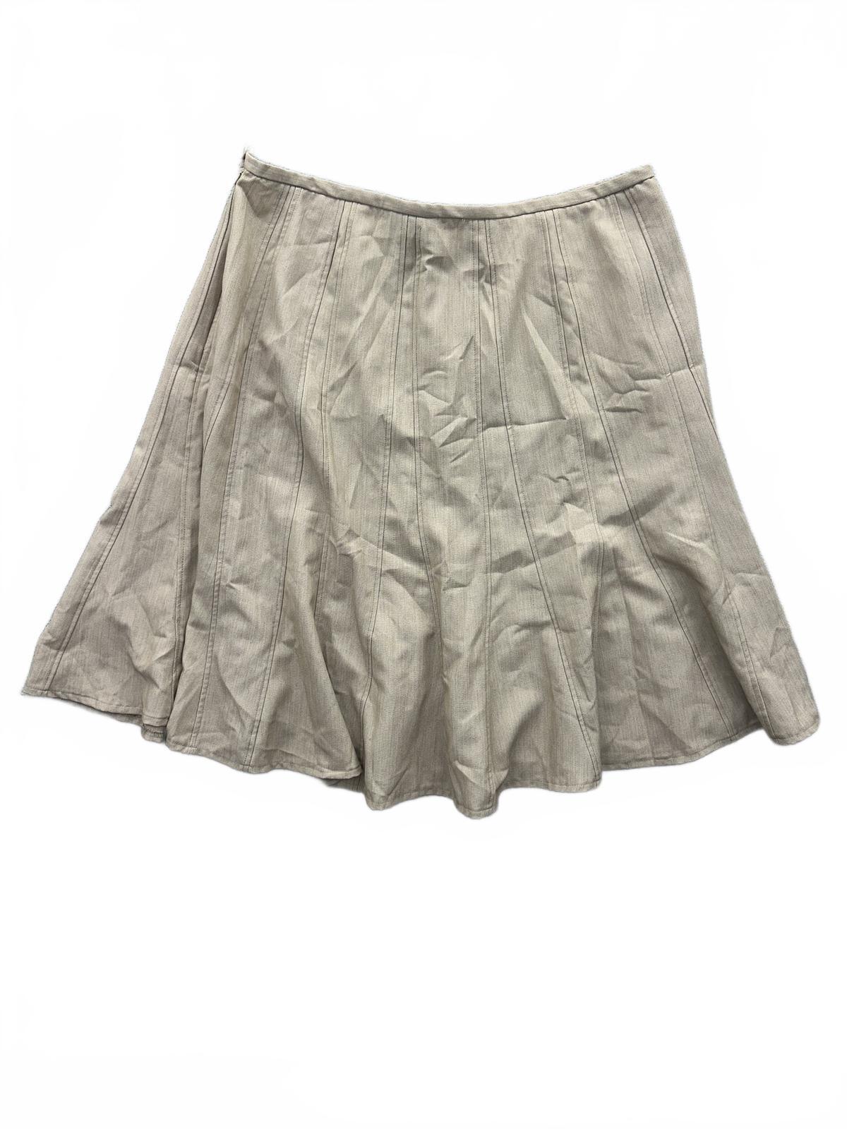 dressbarn Beige Flared Midi Skirt Classic Casual Chic Everyday Wear