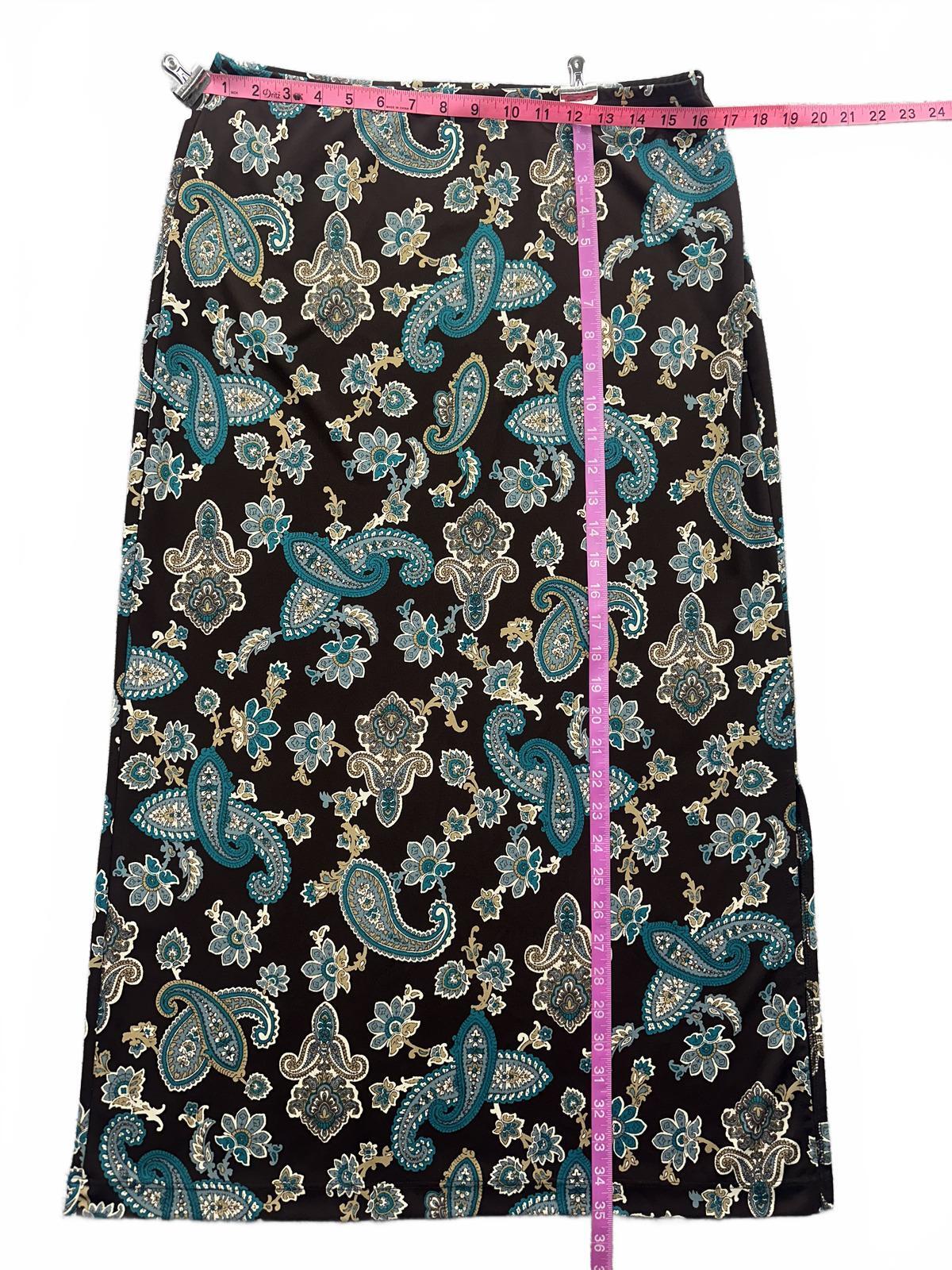 Nine West Vintage Inspired Maxi Skirt with Paisley Floral Print Boho Chic