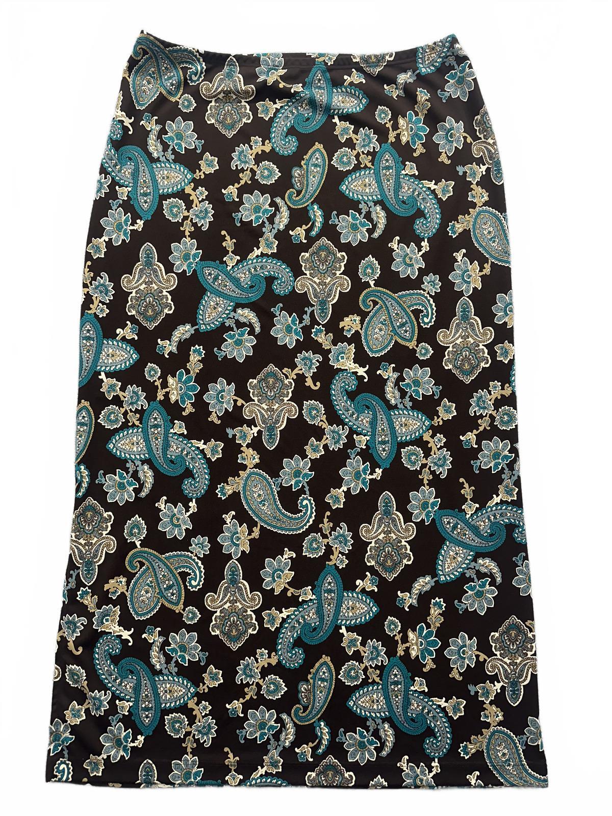 Nine West Vintage Inspired Maxi Skirt with Paisley Floral Print Boho Chic