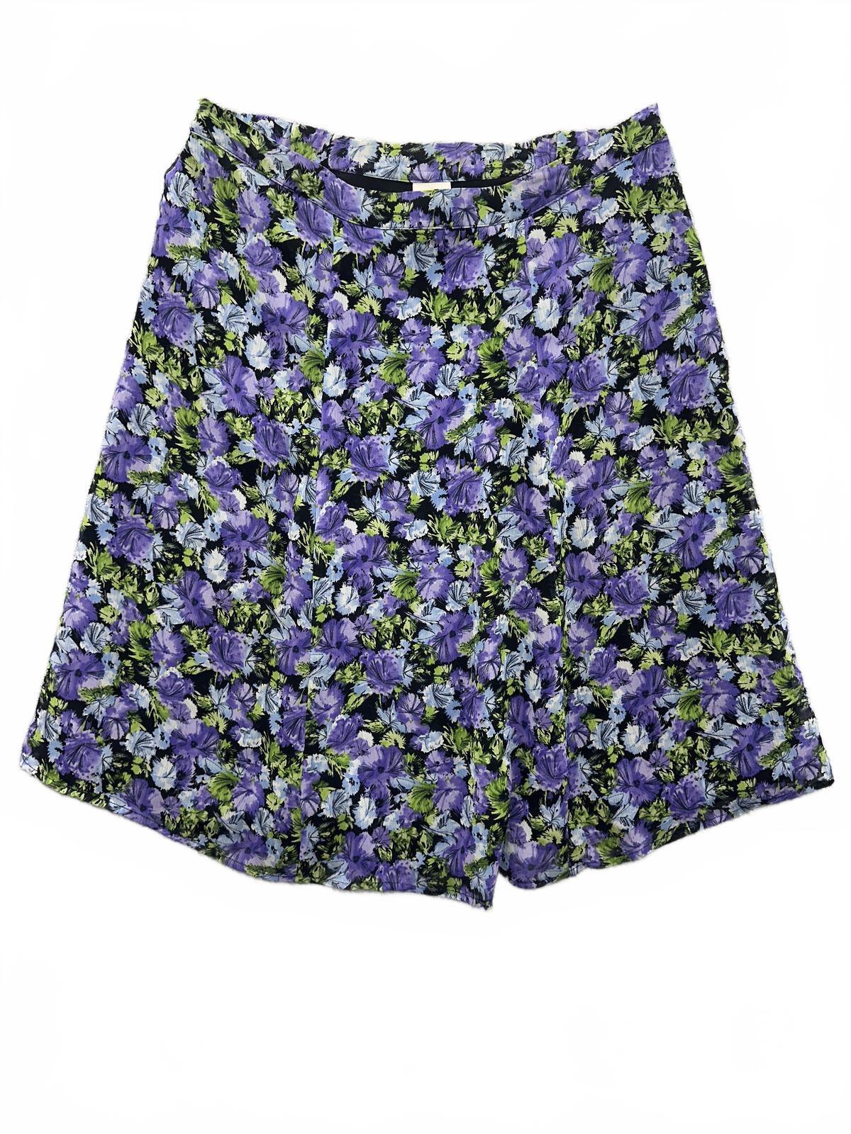 Covington Vintage Inspired Floral Midi Skirt Purple Green A Line