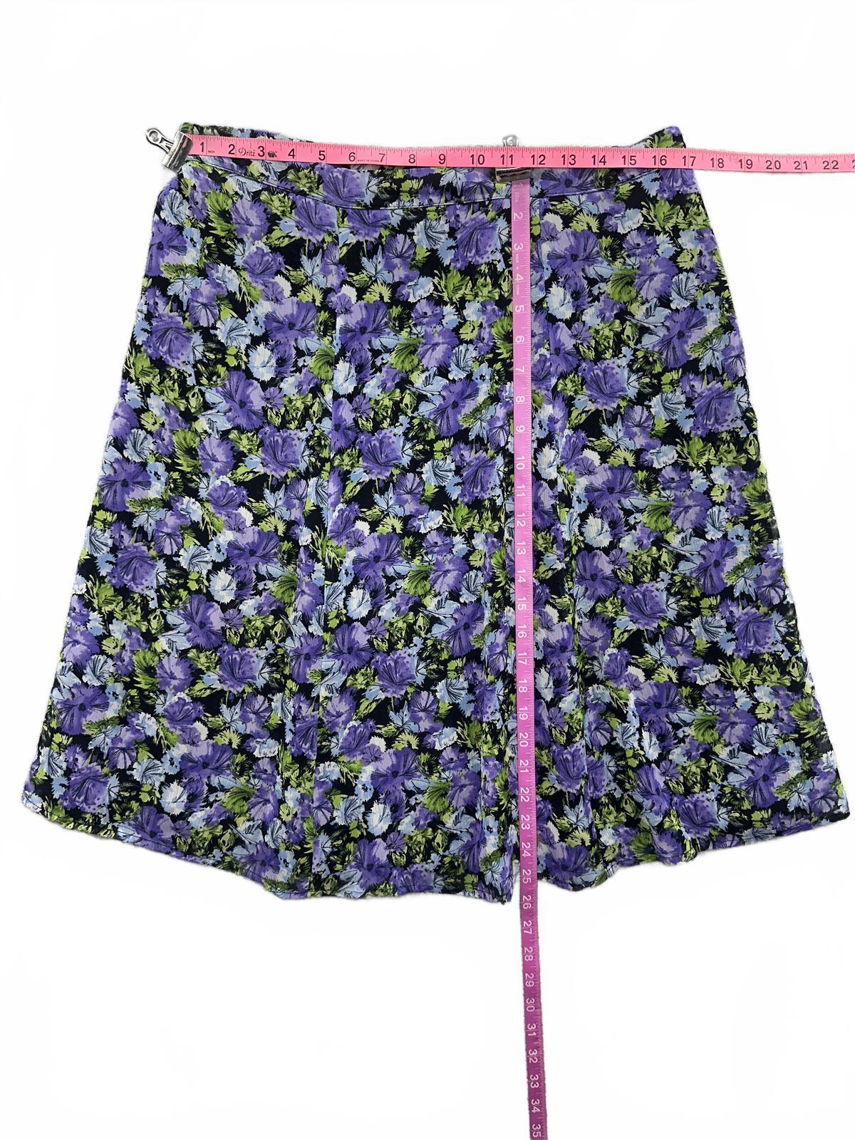 Covington Vintage Inspired Floral Midi Skirt Purple Green A Line