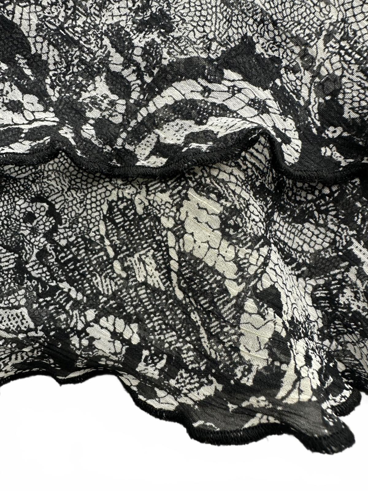 Briggs New York Vintage Black and White Lace Inspired Ruffle Skirt