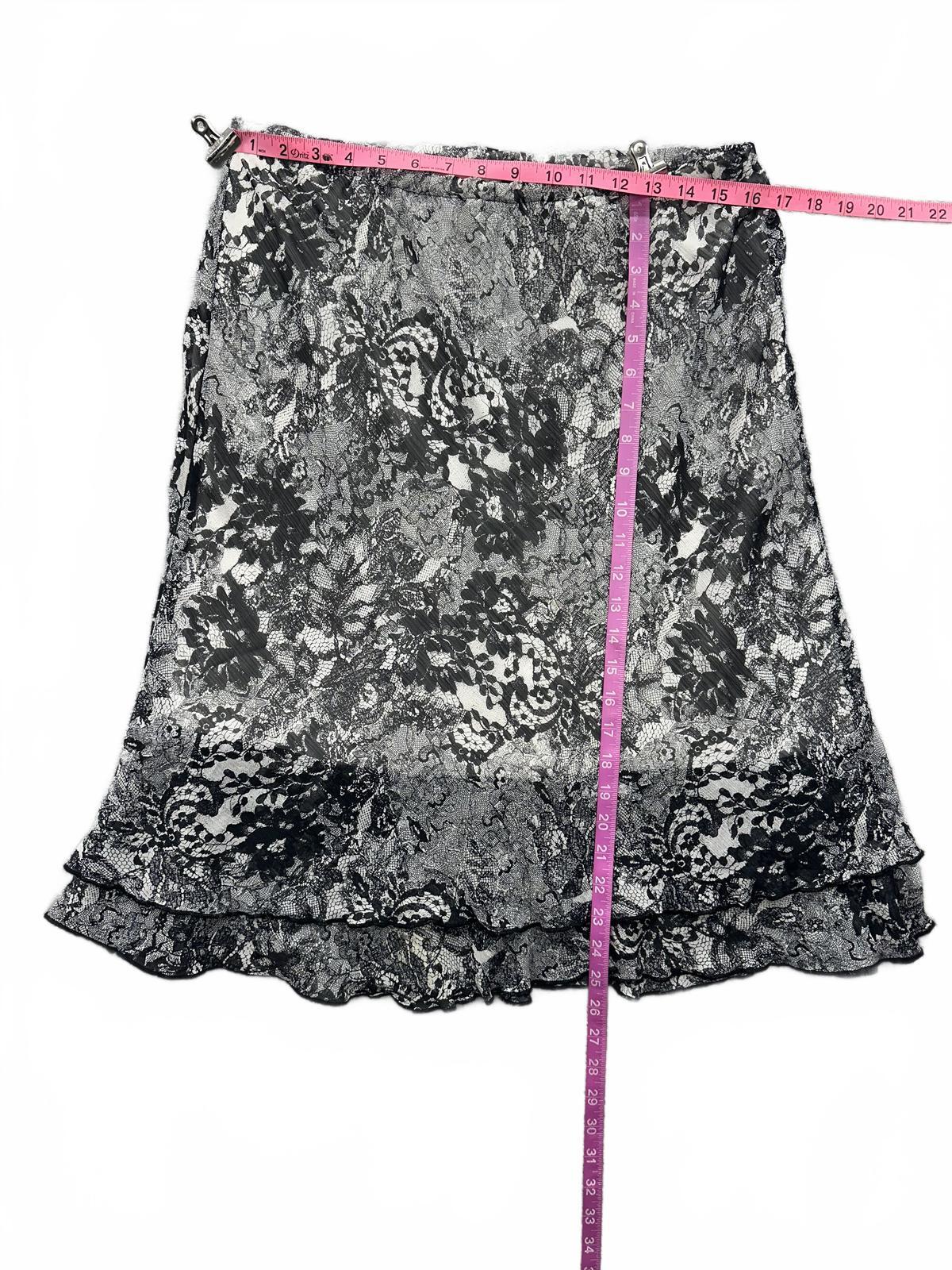 Briggs New York Vintage Black and White Lace Inspired Ruffle Skirt