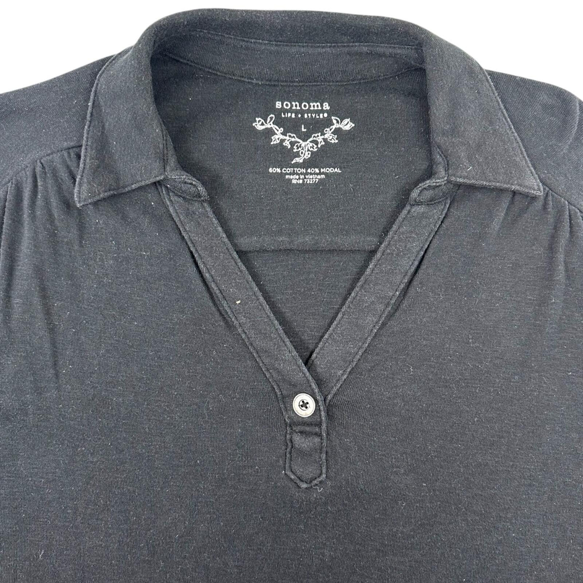 Sonoma Black Roll Tab Sleeve Henley