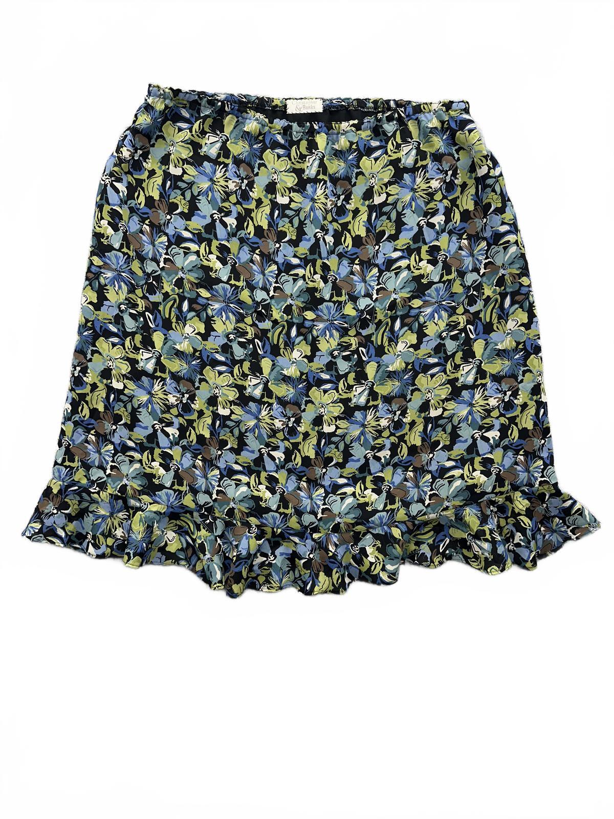 Christopher & Banks Vintage Inspired Floral Ruffle Hem Skirt