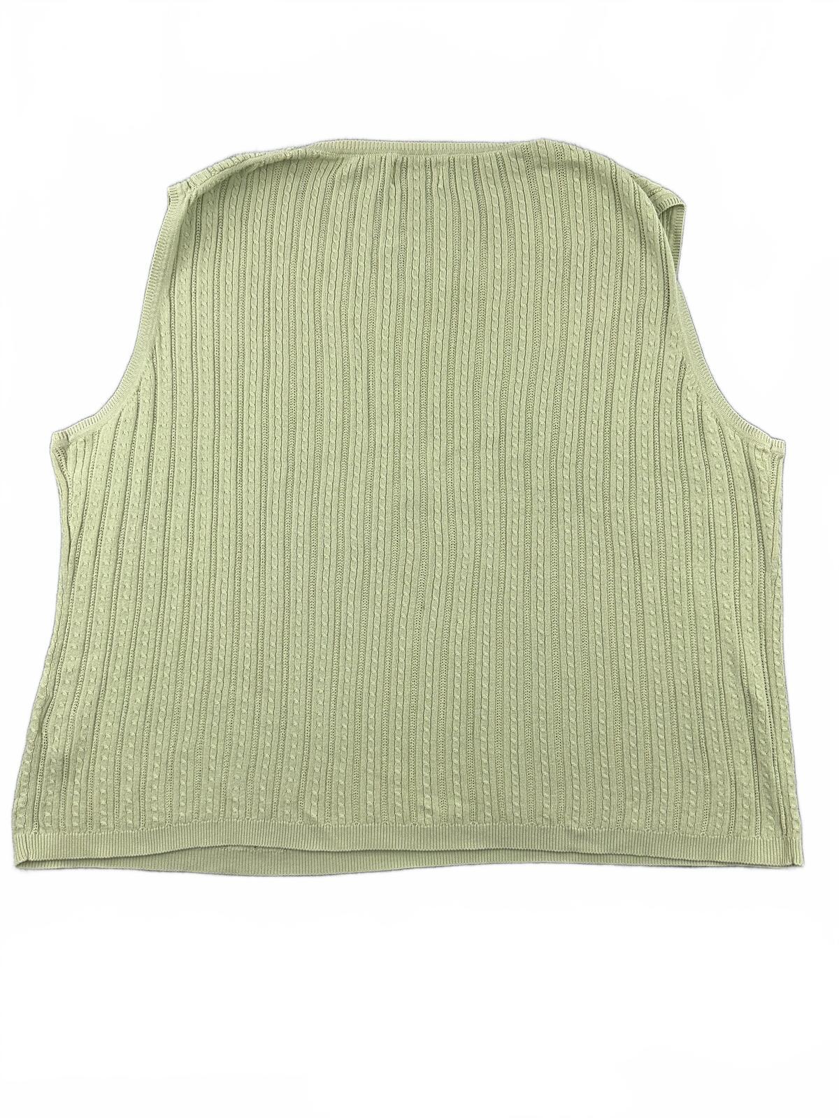 Foxcroft Sage Green Cable Knit Sleeveless Sweater Vest Y2K Fairycore Preppy