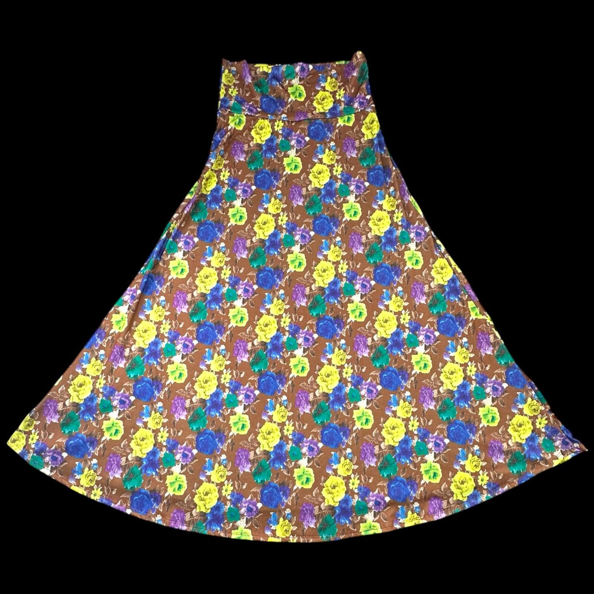 LuLaRoe Y2K Boho Whimsigoth Floral Strapless Maxi Dress or Fold Over Skirt Brown