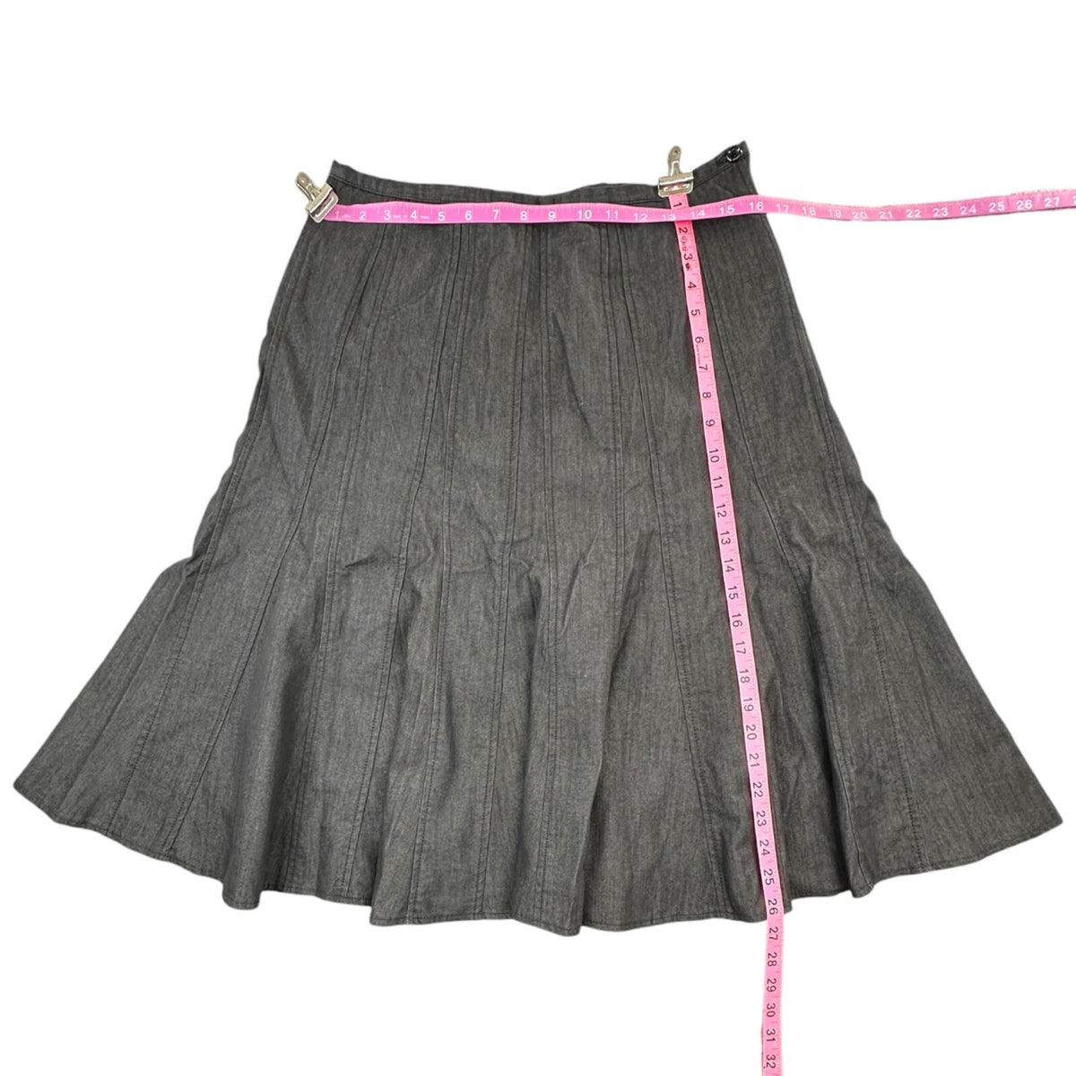 Zac & Rachel 90s Minimalist Dark Academia Charcoal Gored Midi Skirt