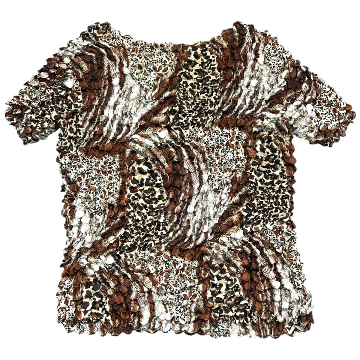 Mixed Animal Print Bubble Popcorn Top