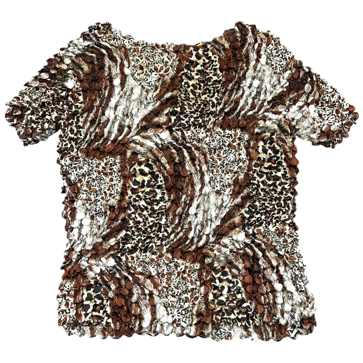 Mixed Animal Print Bubble Popcorn Top