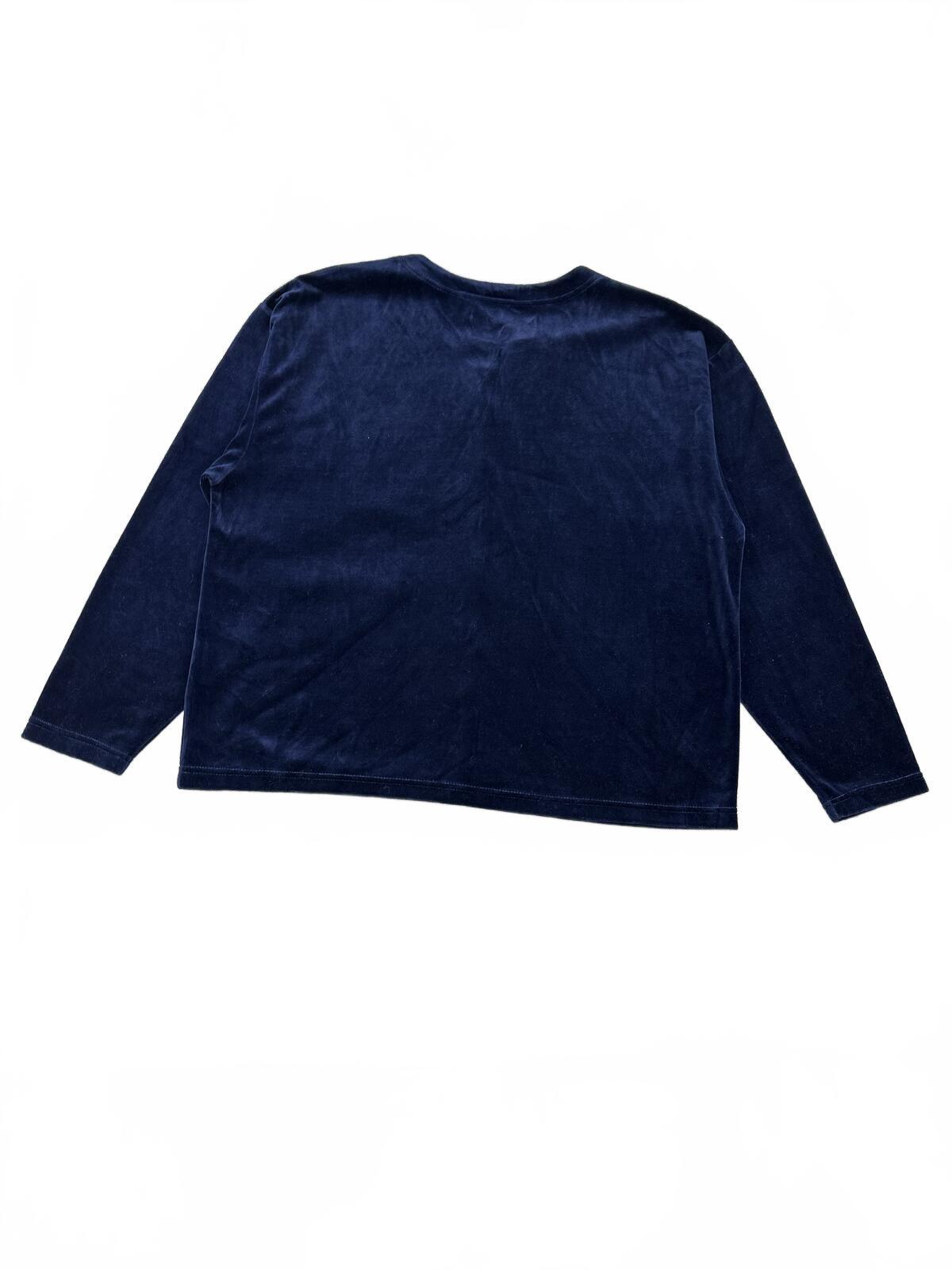 C&B Sport by Croft & Barrow Navy Velour Embroidered Cardigan Vintage Fairy Y2K