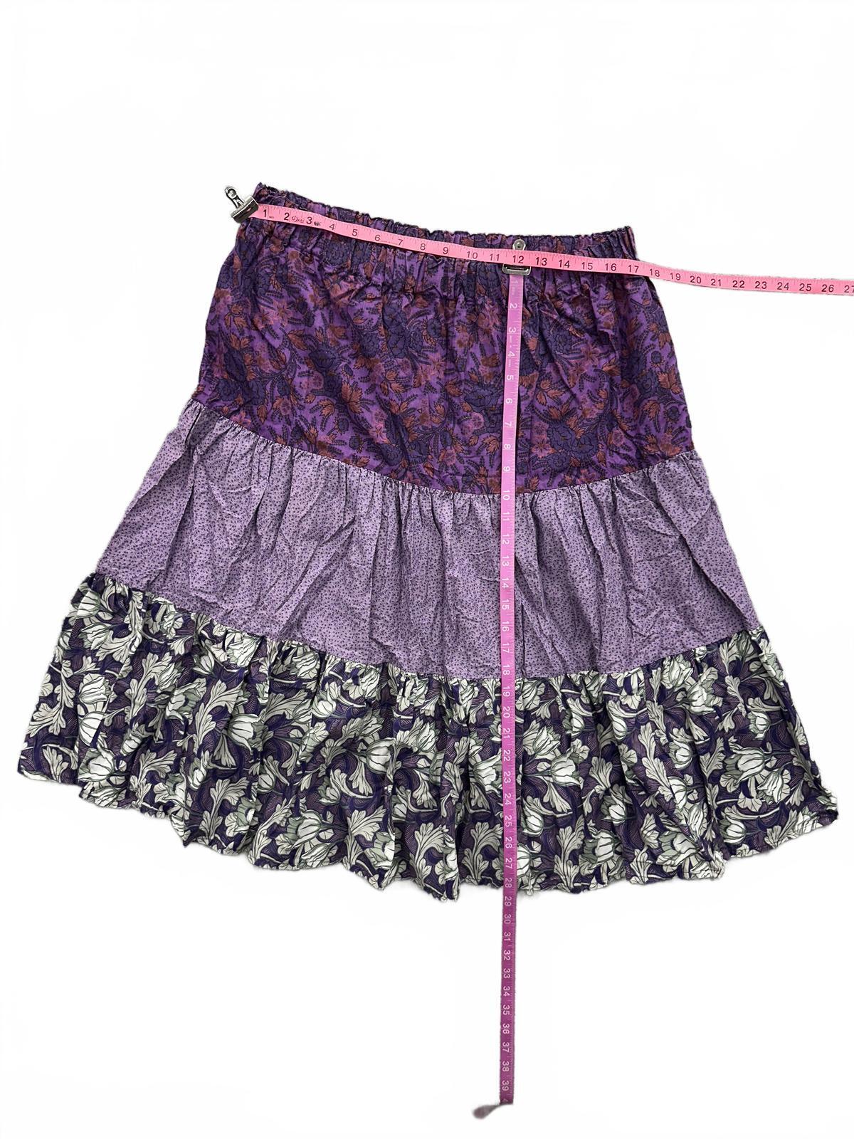 Vintage Boho Tiered Purple Floral Skirt