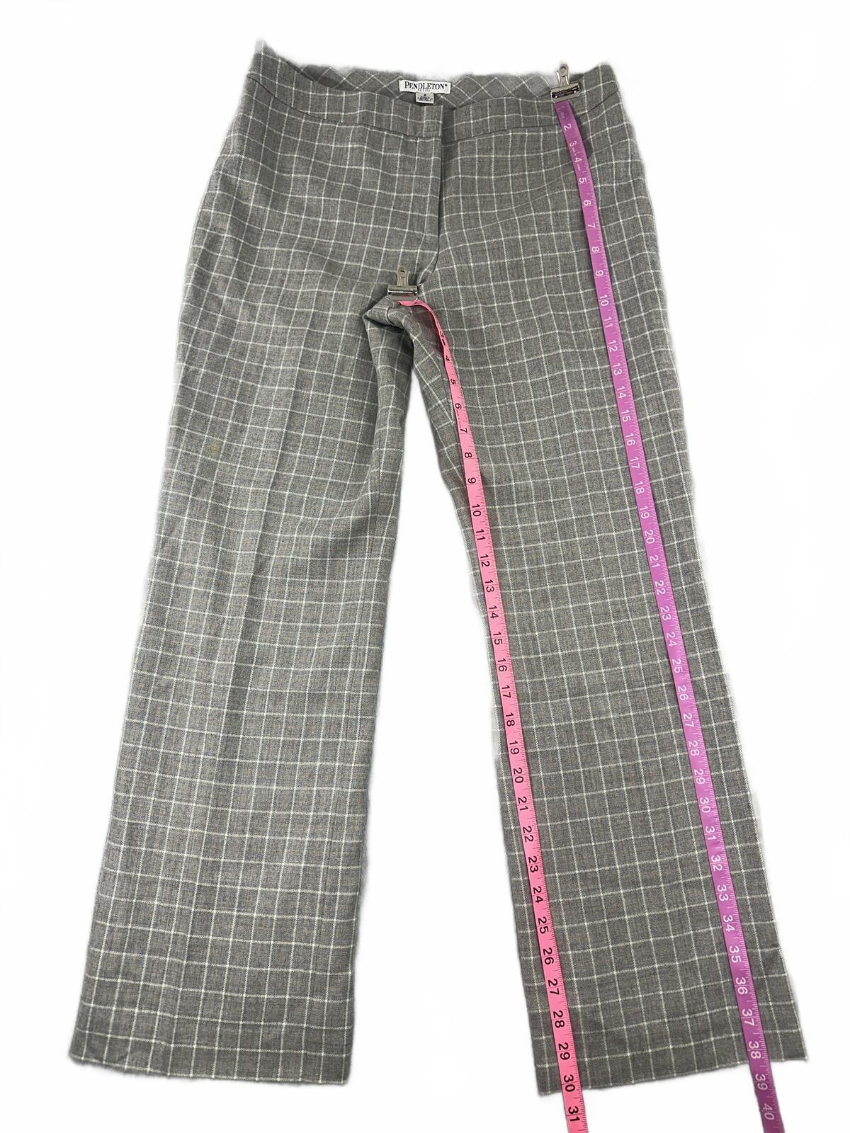 Pendleton Plaid Trousers Classic Vintage Preppy Gray Beige