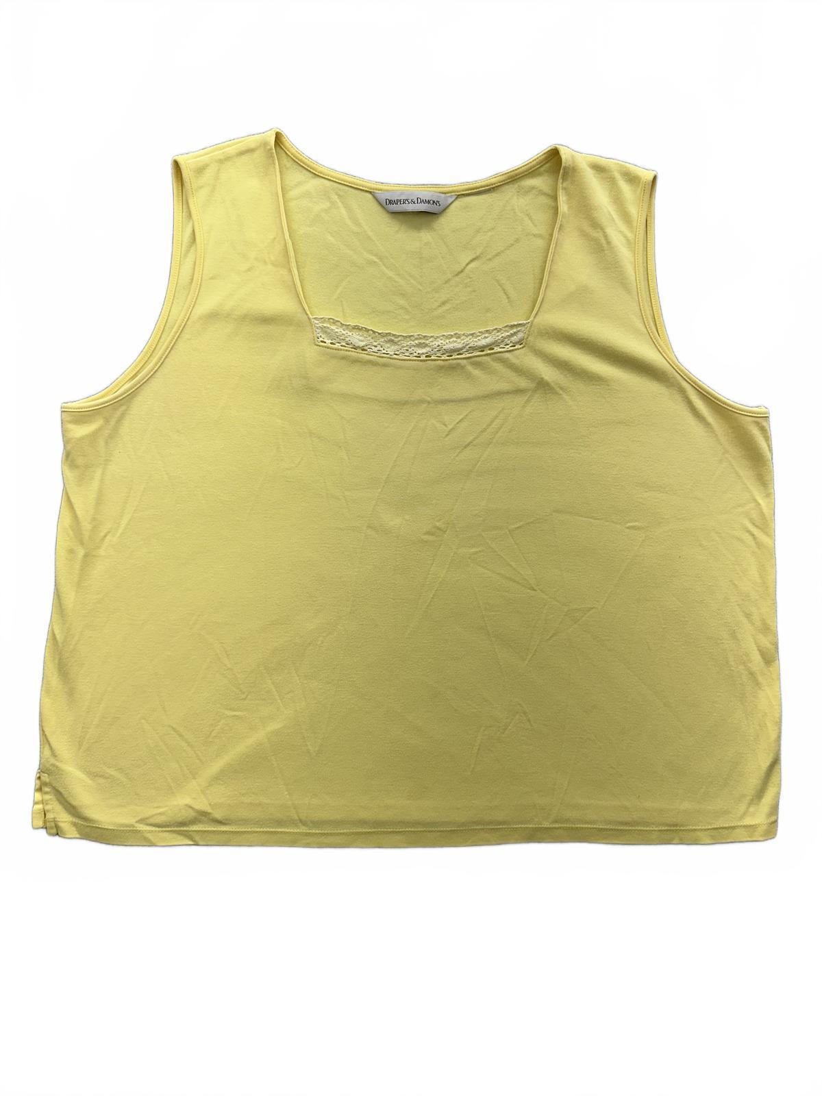 Draper's & Damon's Yellow Lace Trim Tank Top Vintage Inspired Summer Top