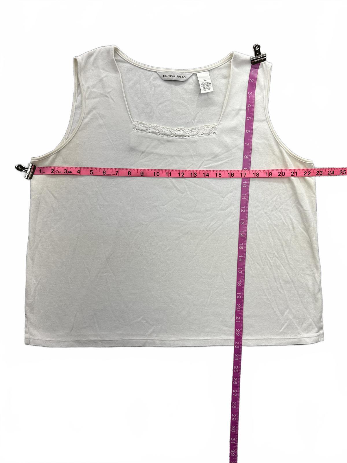 Draper's & Damon's White Lace Trim Tank Top