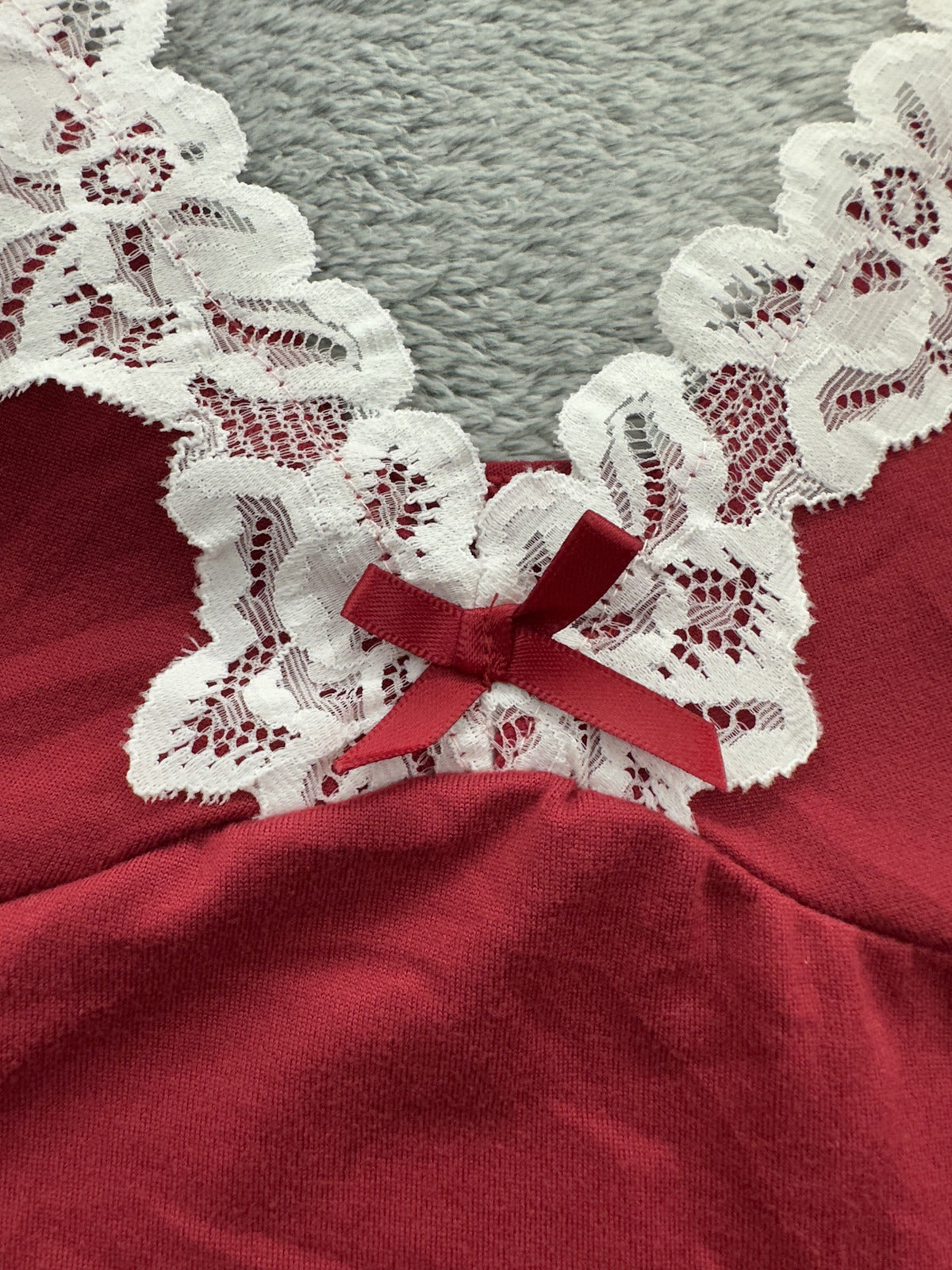 Vintage Inspired Burgundy Lace Trim Slip Dress Chemise