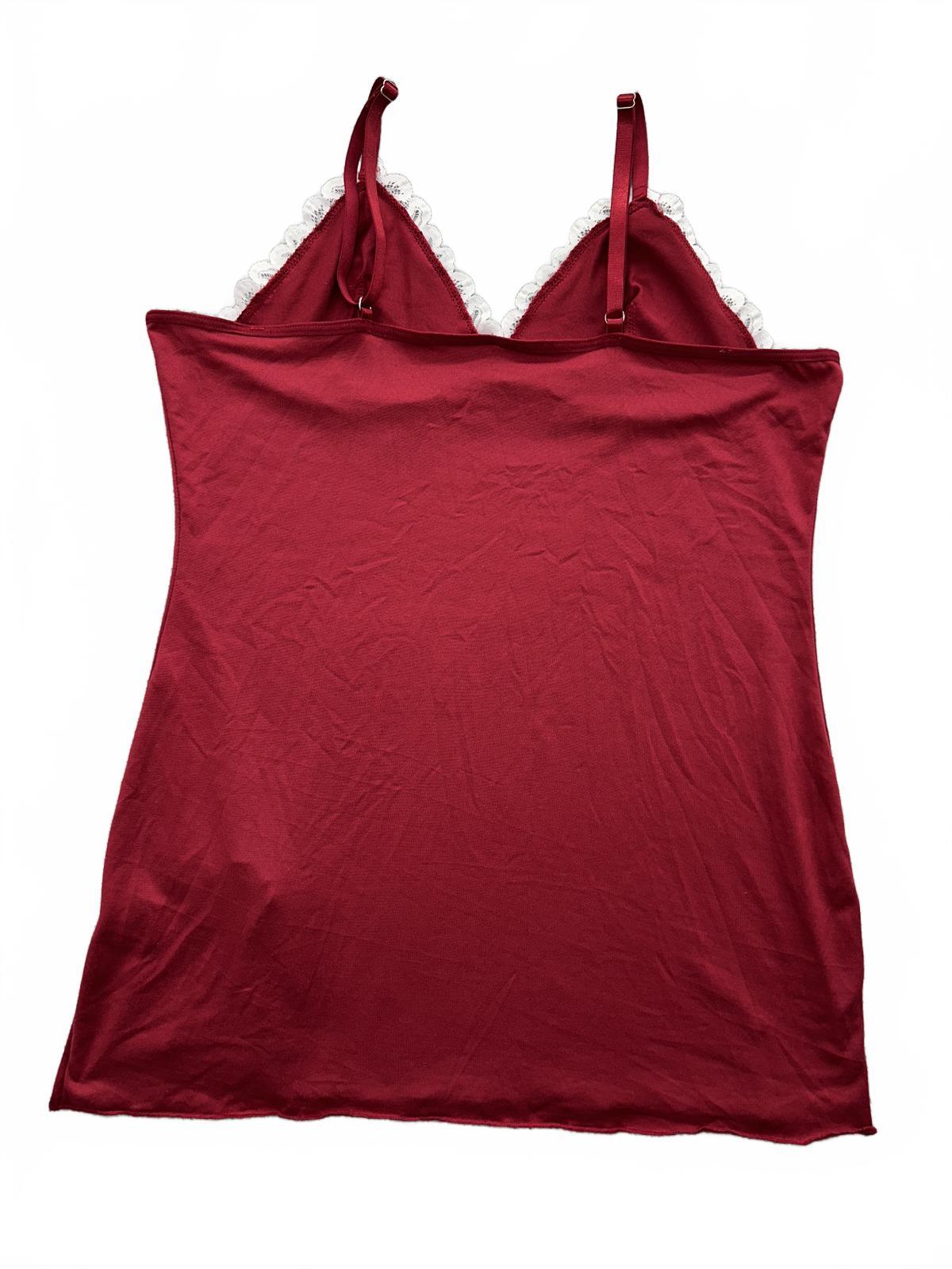 Vintage Inspired Burgundy Lace Trim Slip Dress Chemise