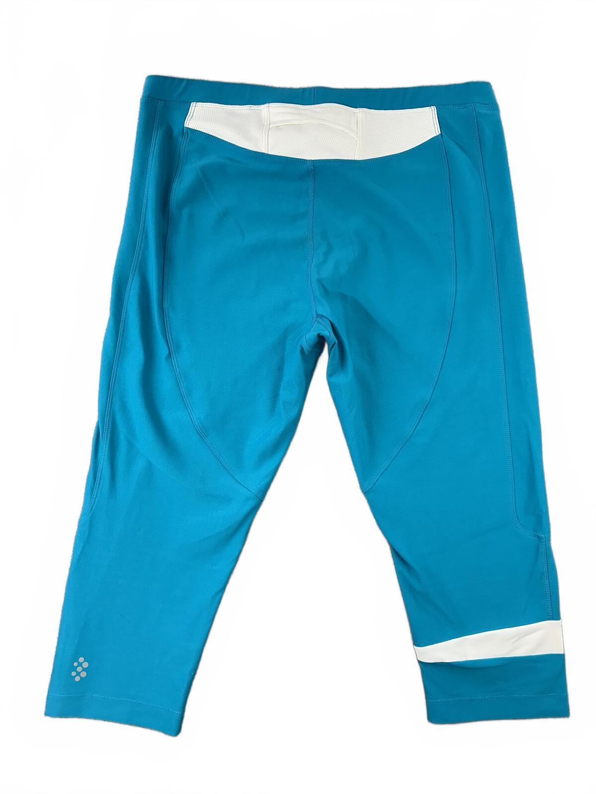 Nike Dri Fit Blue and White Cropped Capri Leggings Y2K Athleisure