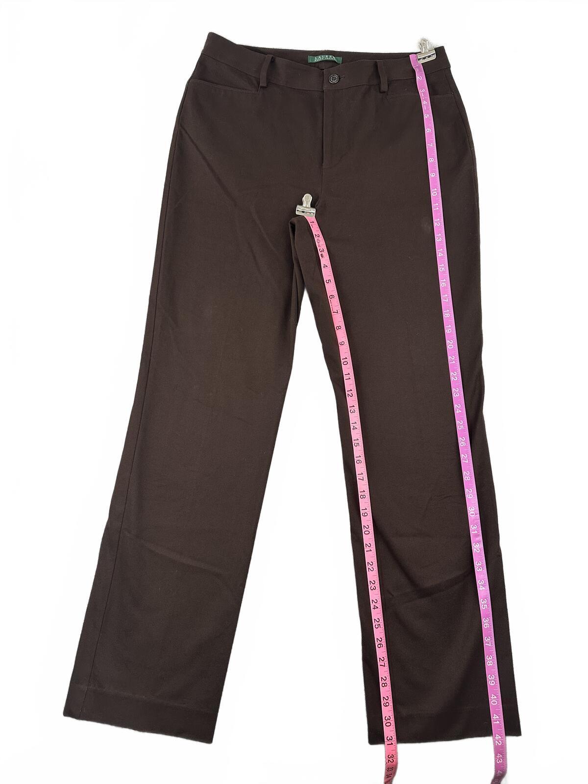 Lauren Ralph Lauren Brown Tailored Trouser Pants Straight Leg Officewear
