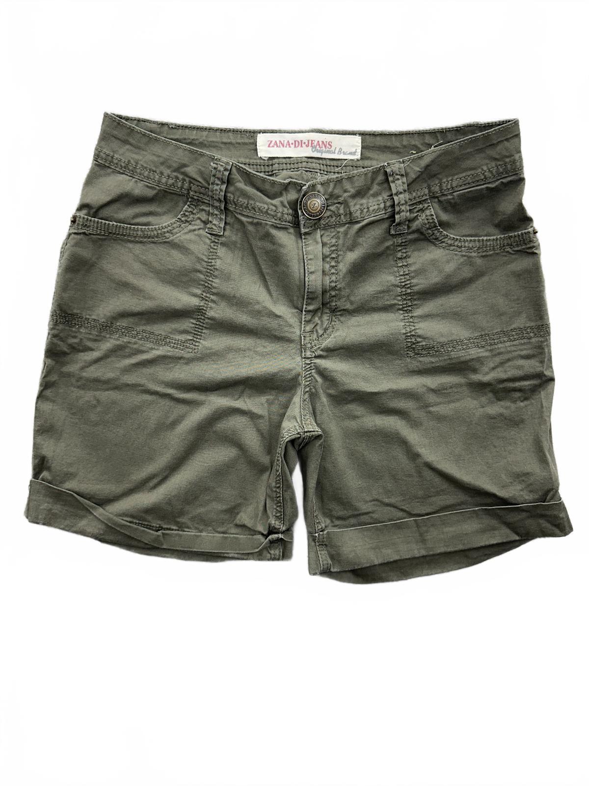Zana Di Jeans Olive Green Cargo Shorts Casual Rolled Hem