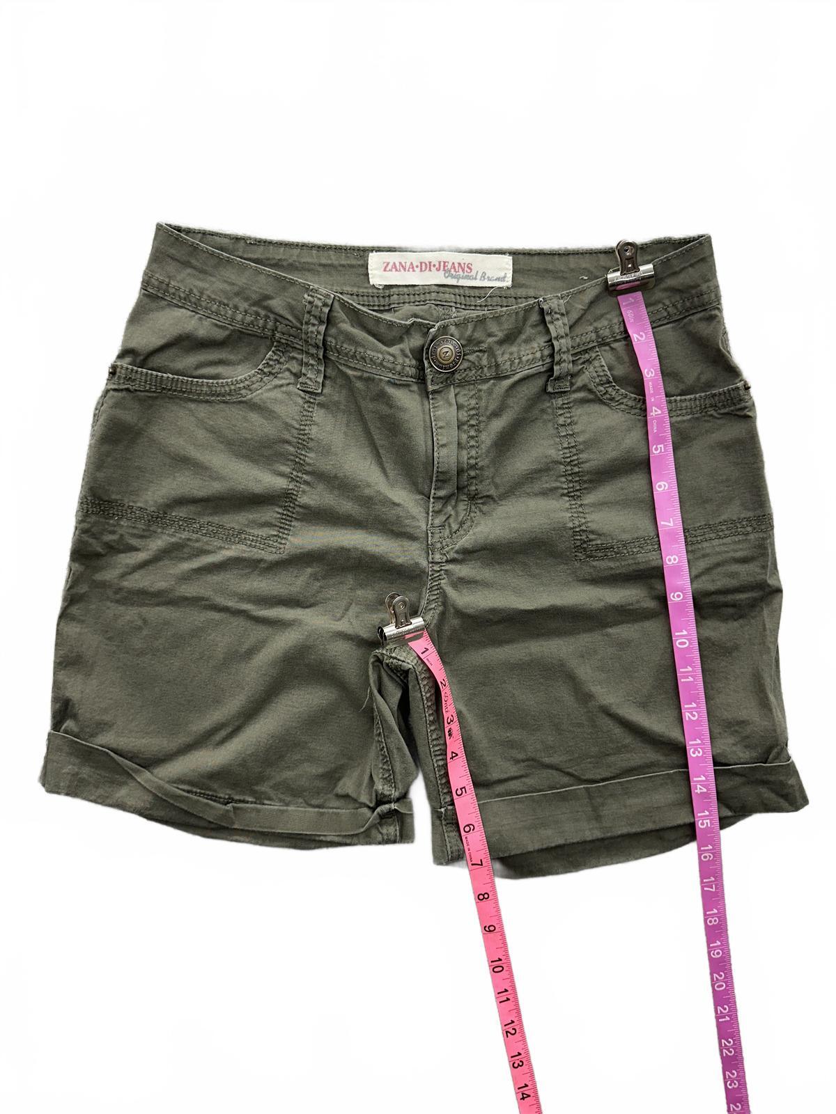 Zana Di Jeans Olive Green Cargo Shorts Casual Rolled Hem