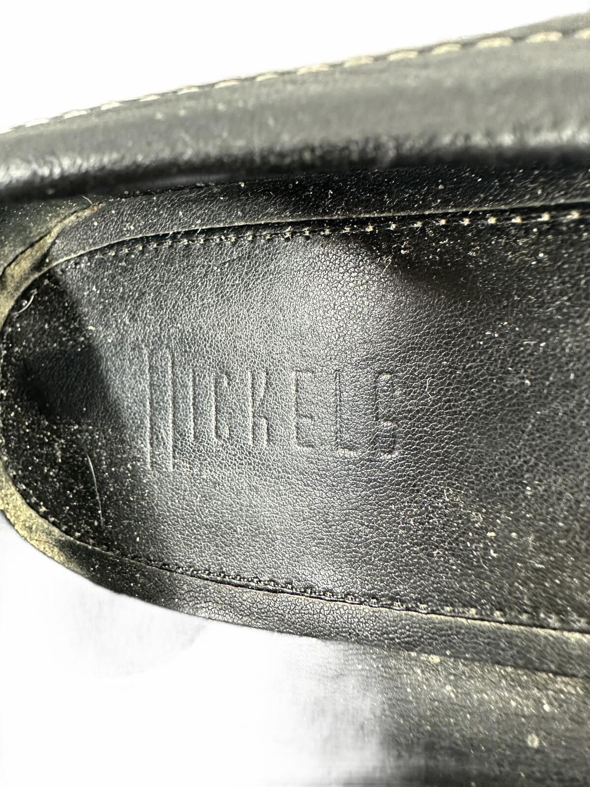 Nickles Black Leather Loafers with Silver Bit Detail Classic Y2K Preppy Slip