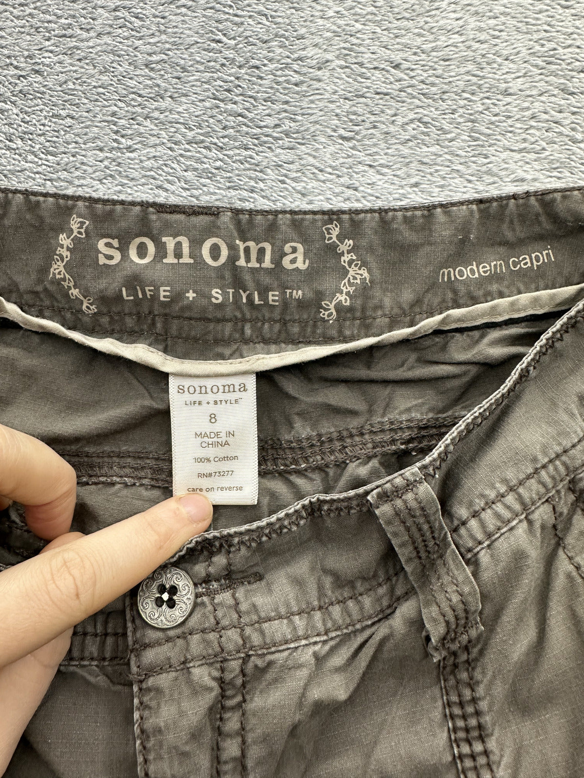 Sonoma Modern Capri Pants in Olive Green