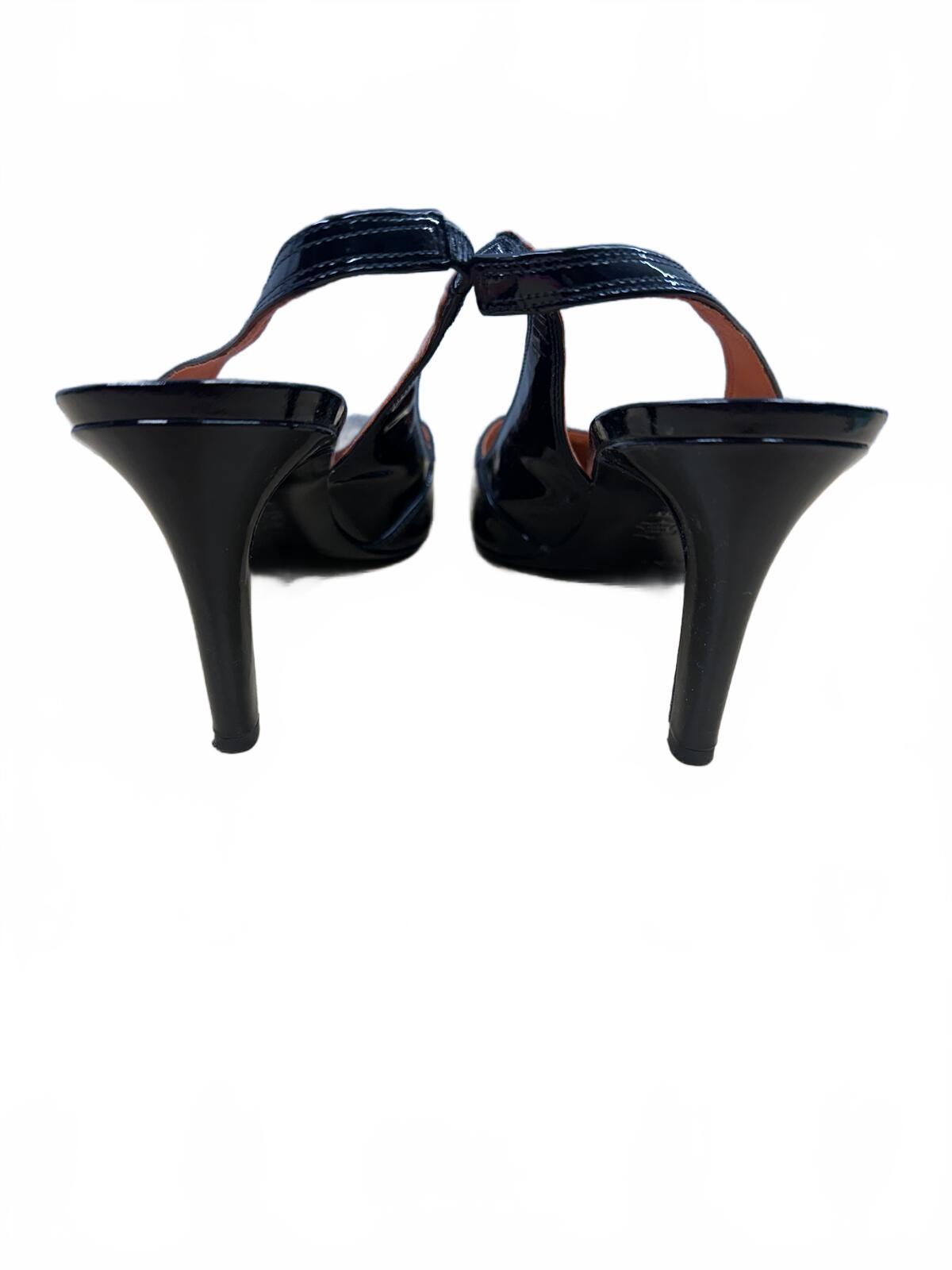Via Spiga Black Patent Leather Slingback Heels Y2K Vintage Inspired Pumps