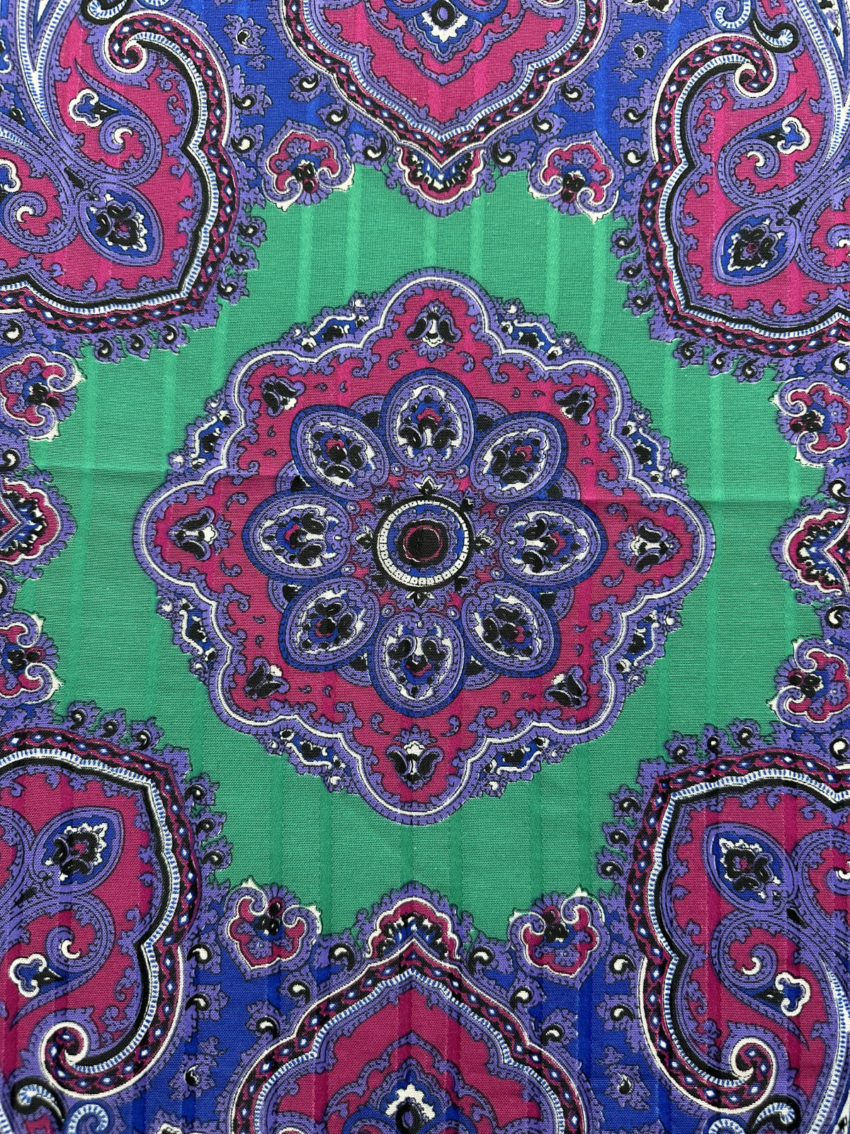 Vintage Bohemian Paisley Scarf Green Purple Pink Retro Accessory
