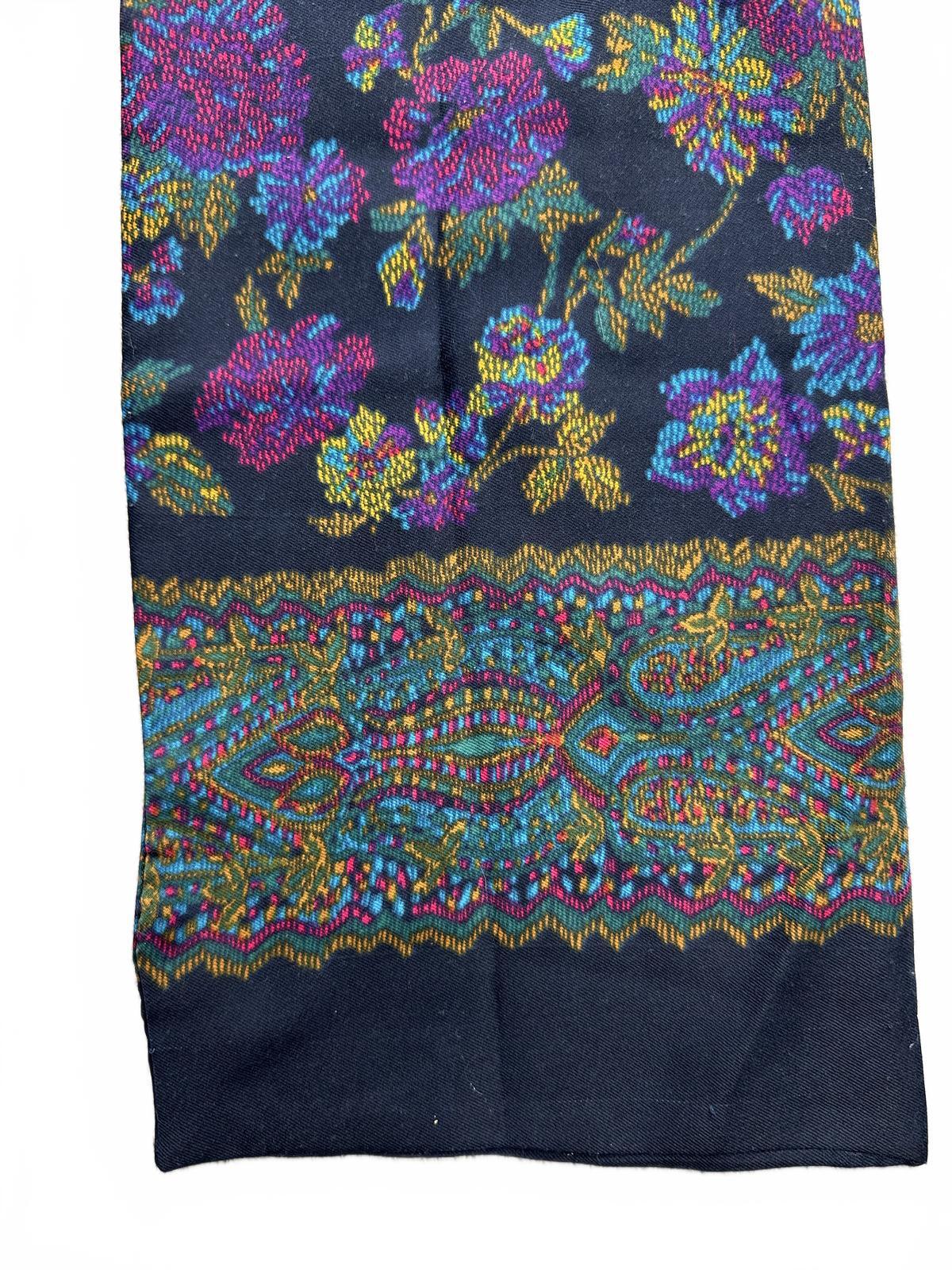 Floral Paisley Scarf Wrap Navy Purple Blue Green Vintage Bohemian