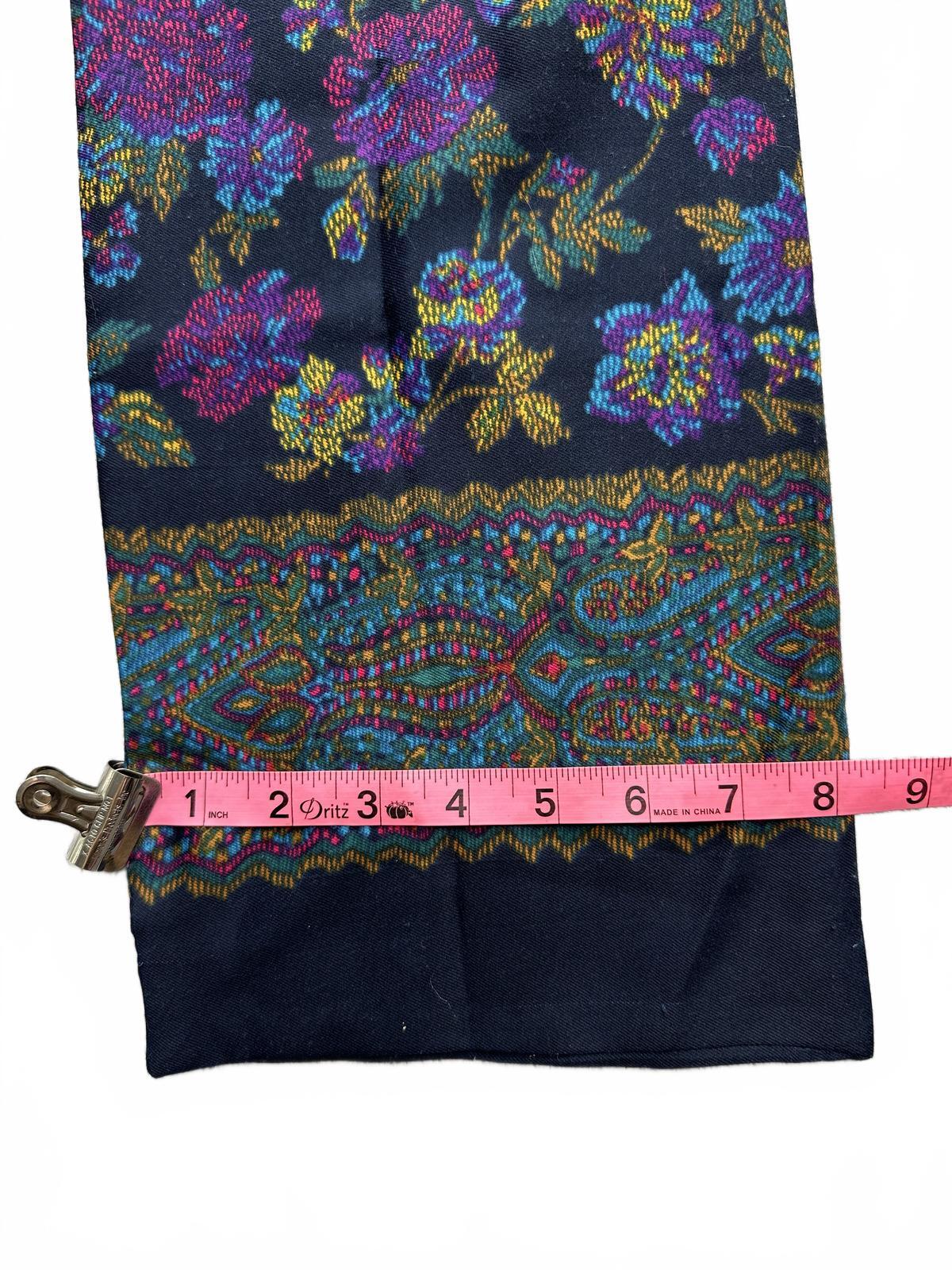 Floral Paisley Scarf Wrap Navy Purple Blue Green Vintage Bohemian