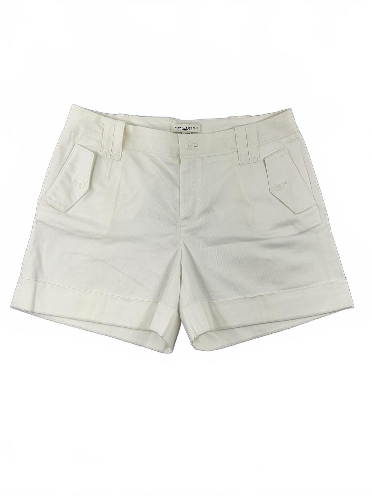 Banana Republic Martin Fit White Shorts Tailored Mid Rise