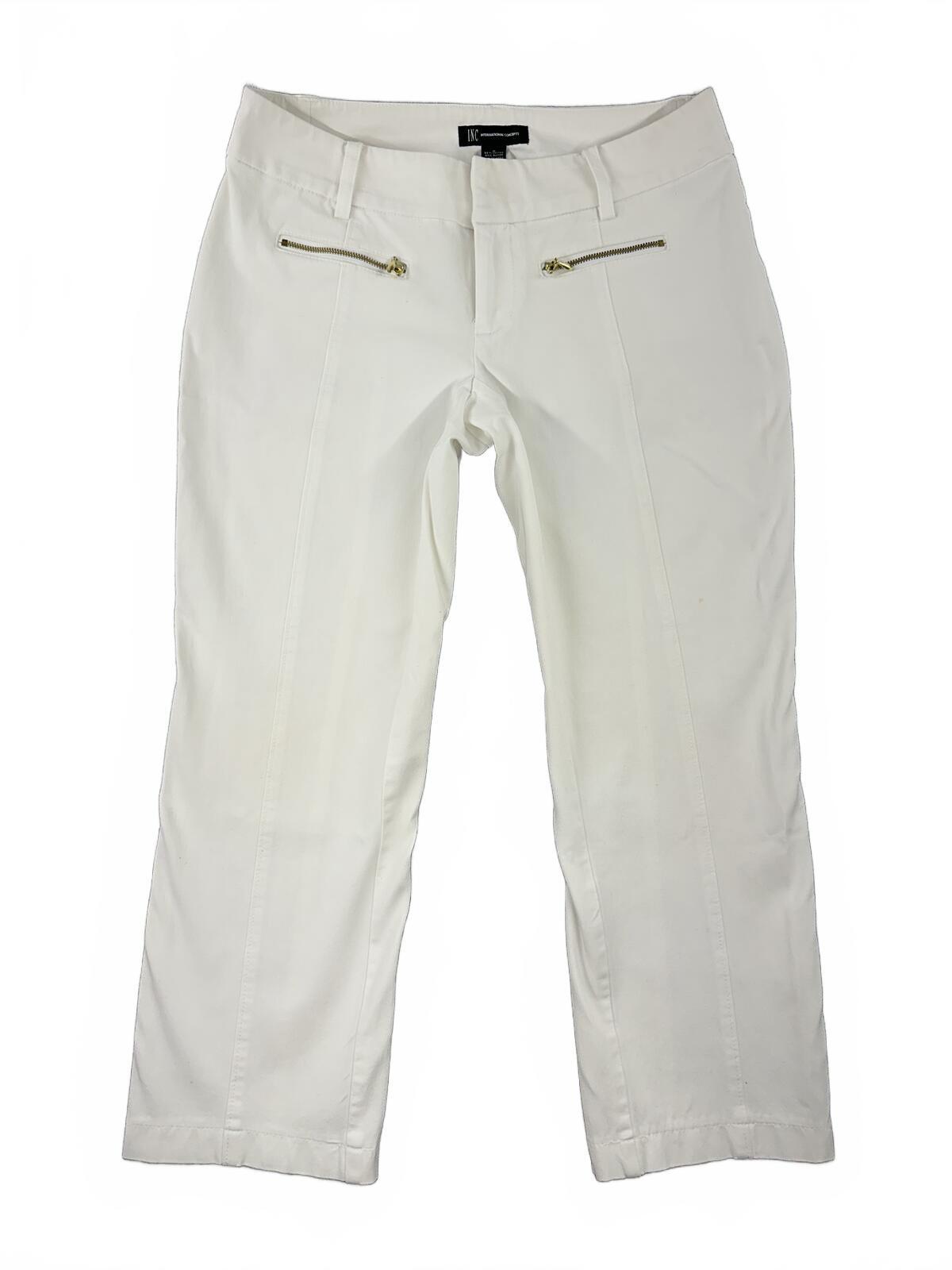 INC International Concepts Cream Stretch Cropped Trouser Pants Y2K Minimalist