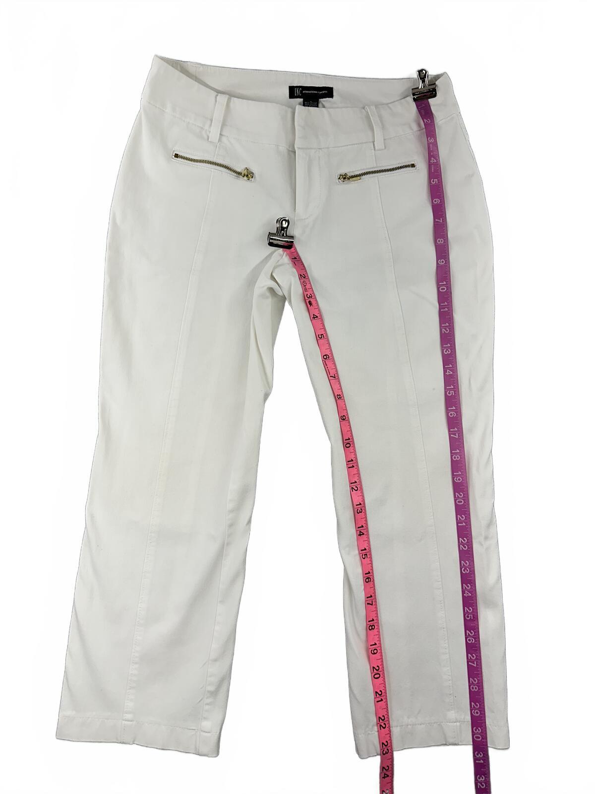 INC International Concepts Cream Stretch Cropped Trouser Pants Y2K Minimalist