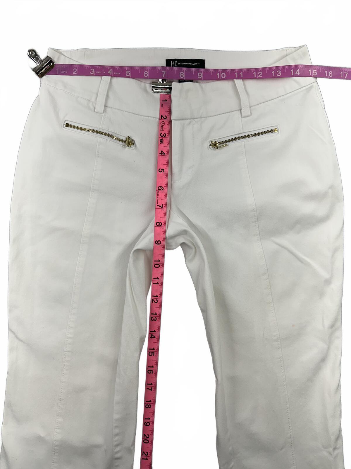 INC International Concepts Cream Stretch Cropped Trouser Pants Y2K Minimalist
