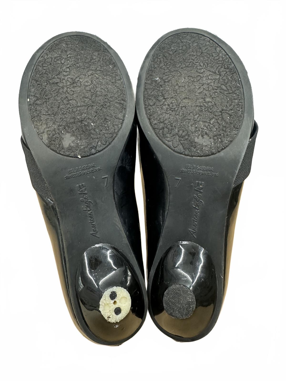 American Eagle Black Patent Flats with Bow Detail