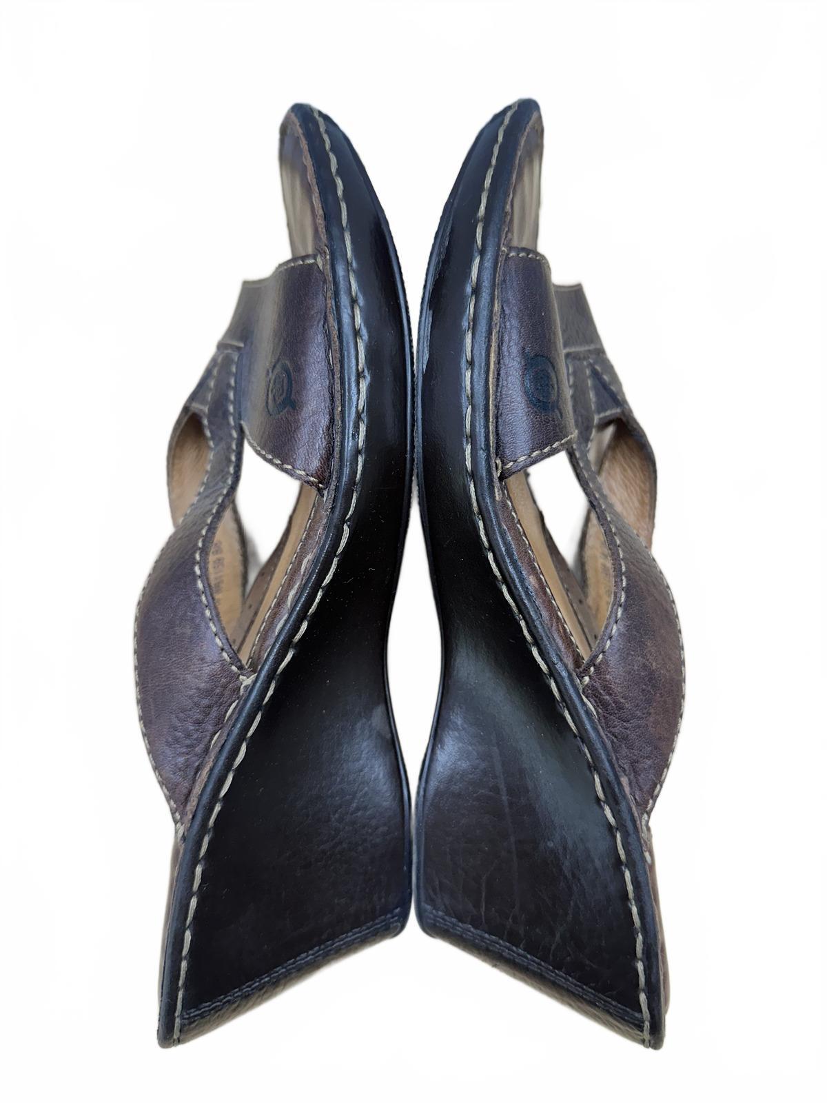 Born Brown Leather Wedge Sandals Classic Summer