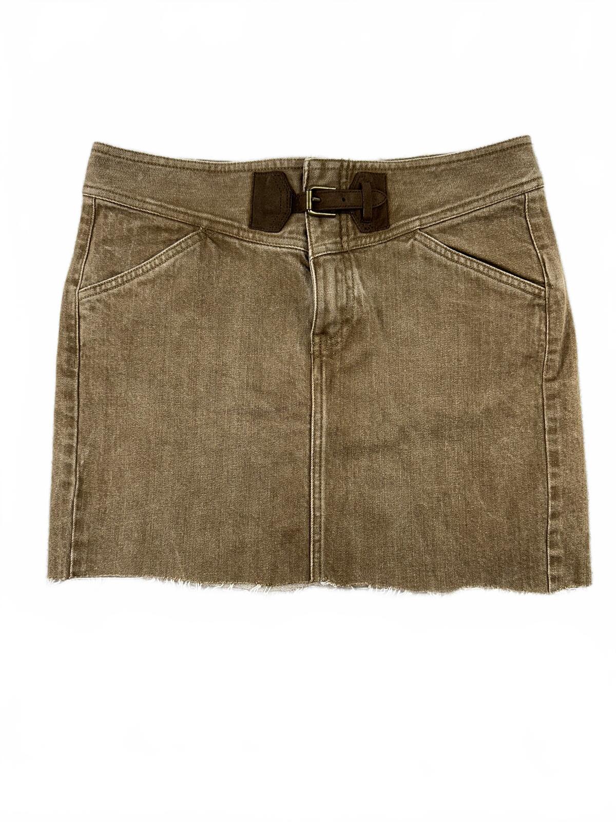 Lauren Jeans Company Ralph Lauren Brown Denim Mini Skirt Y2K Vintage Streetwear