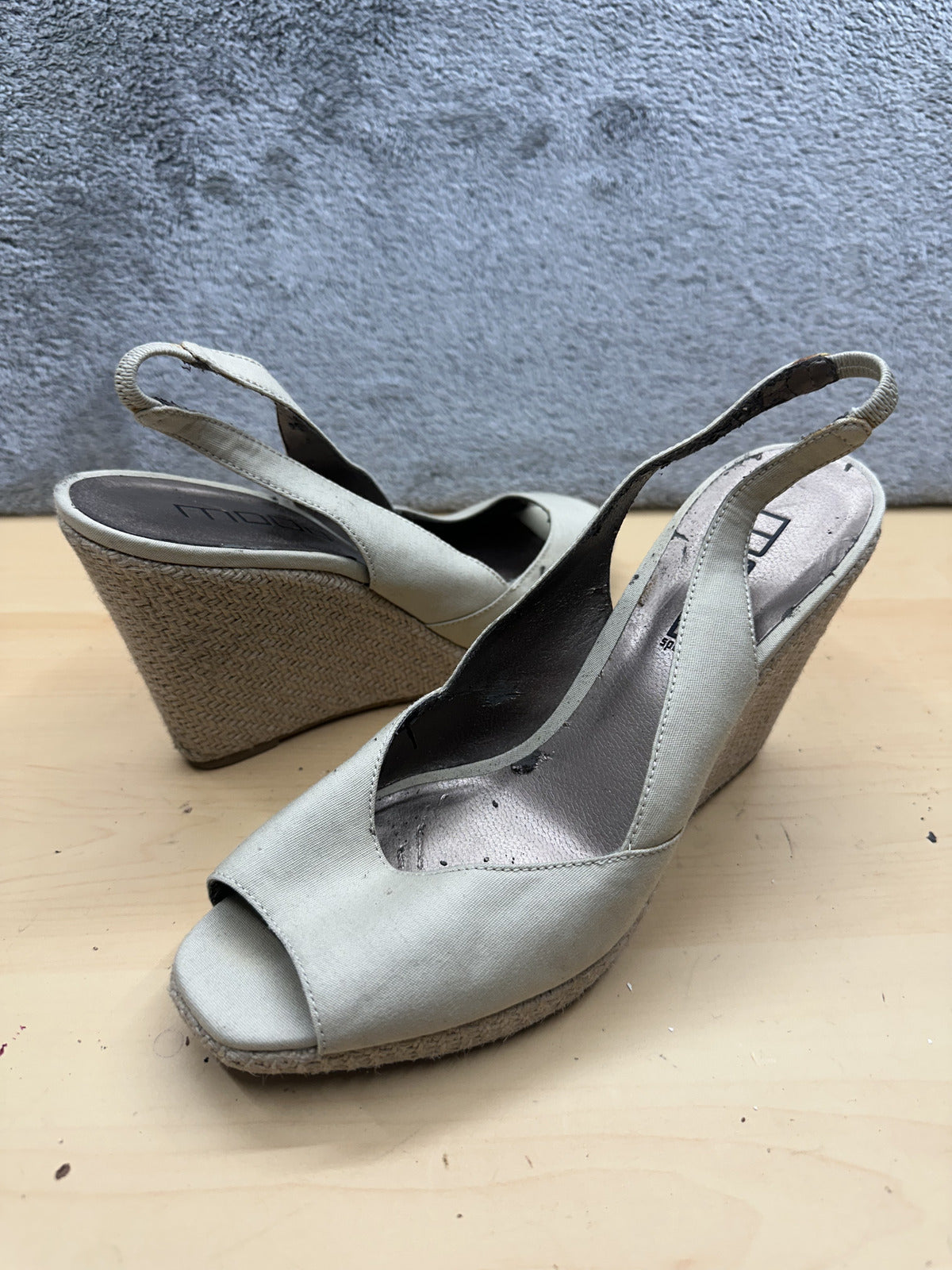 Moda International White Espadrille Wedge Slingback Sandals