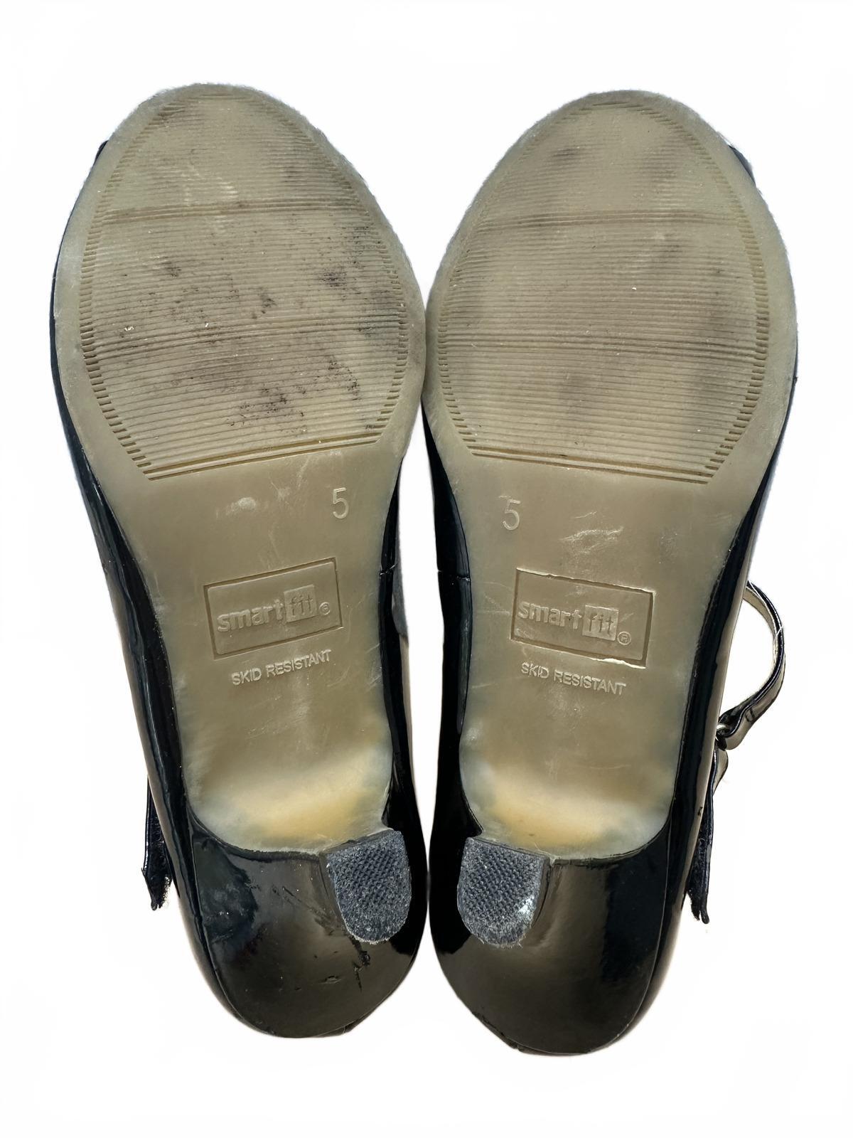 SMARTfit Black Patent Leather Peep Toe Mary Jane Heels
