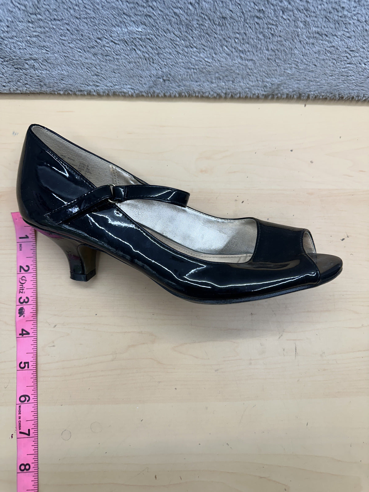 SMARTfit Black Patent Leather Peep Toe Mary Jane Heels