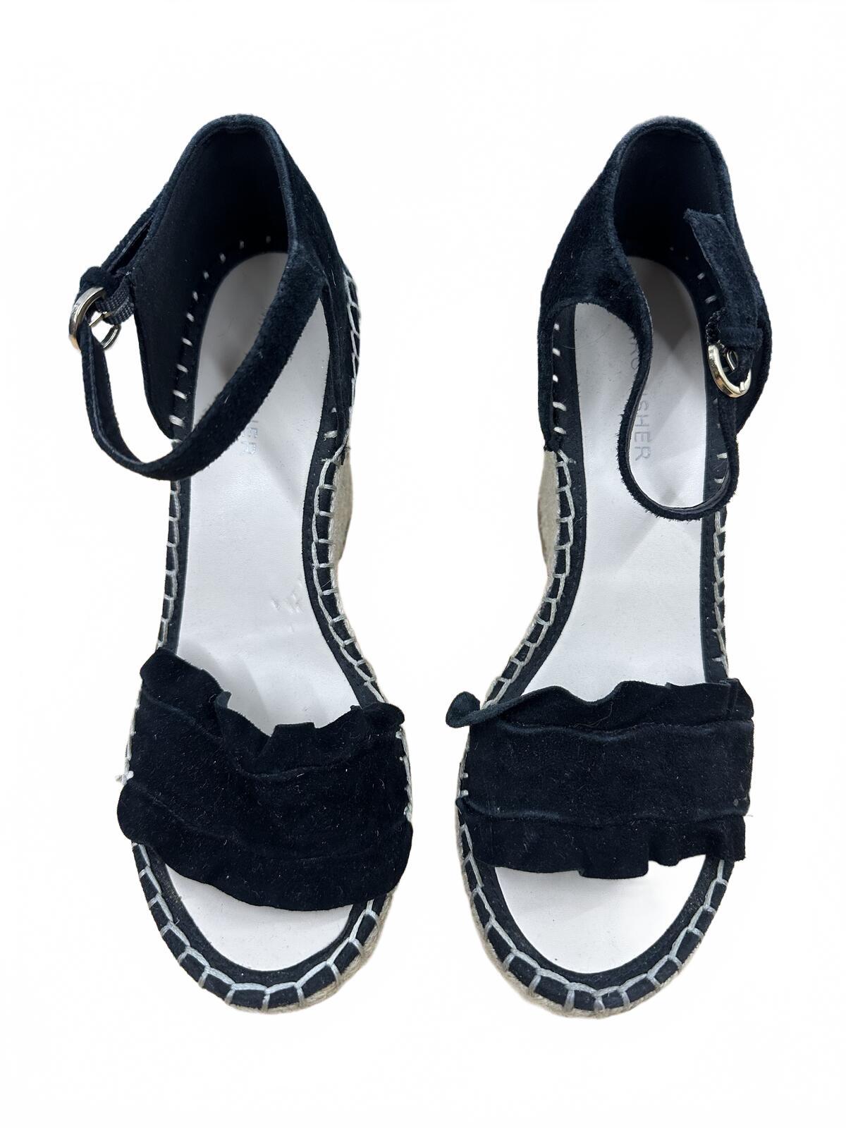 Marc Fisher Black Espadrille Wedge Ankle Strap Sandals Y2K Fairycore Summer