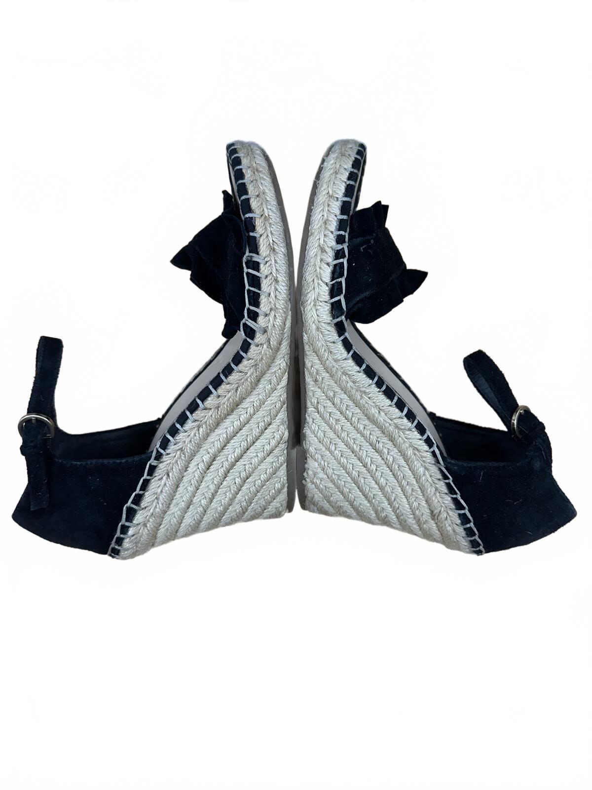Marc Fisher Black Espadrille Wedge Ankle Strap Sandals Y2K Fairycore Summer